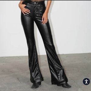 REVICE denim black flare supernova leather pants size 28 BRAND NEW NEVER WORN